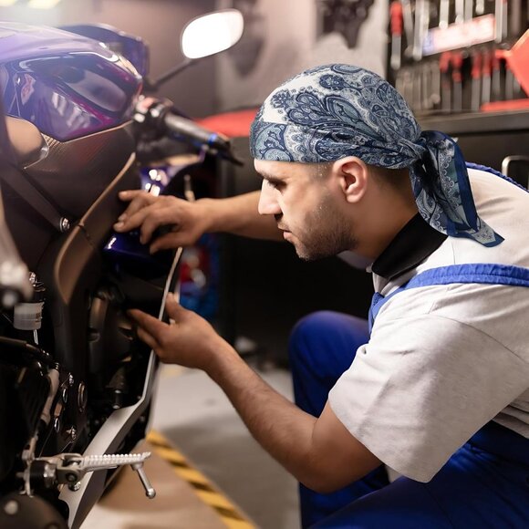 ⚡Men D-Blue Necktie 27.5 Inches Cowboy Scarves Pocket Square Silk Bandanas - Picture 7 of 8